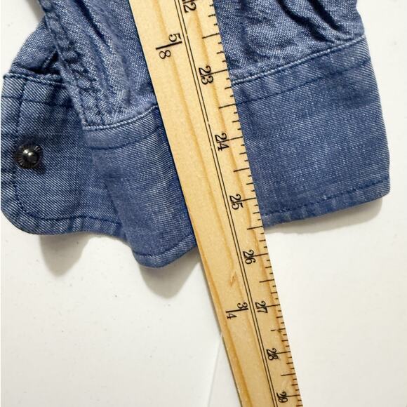 Kenneth Cole Reaction Denim Chambray Shirt Men’s Large Zip Pocket Casual - Picture 12 of 13